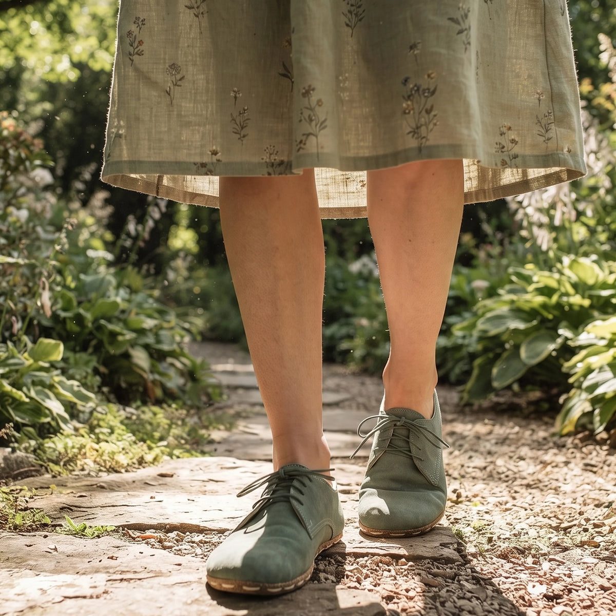 Suede Barefoot Oxford Shoes — Leather Sole – Sea Blue