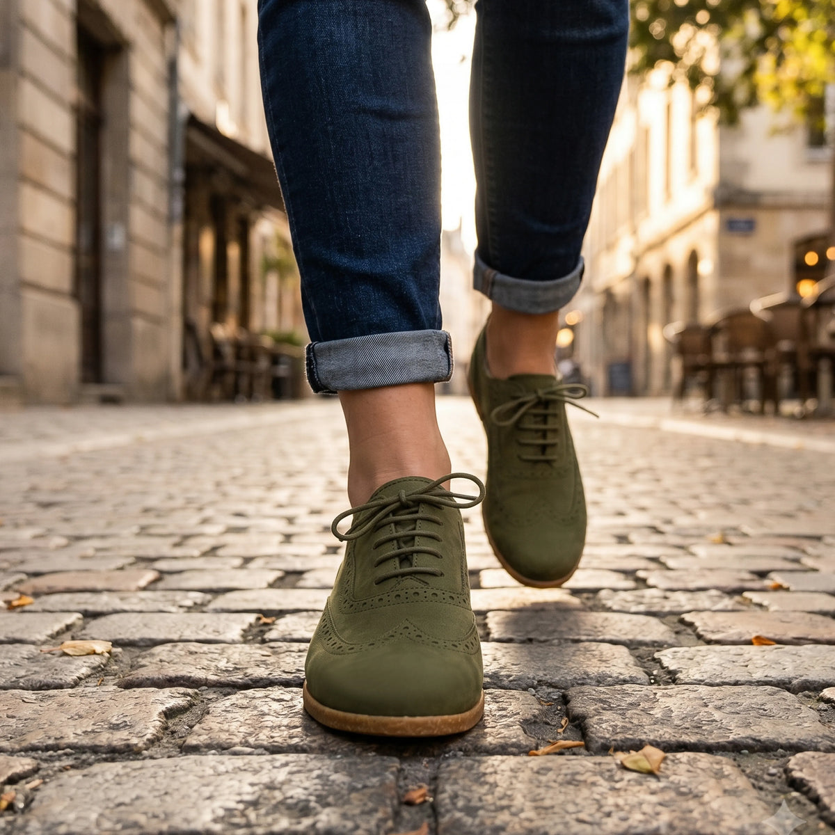 Nubuck Barefoot Moccasin Shoes – Classic Sole — Leather Sole – Green