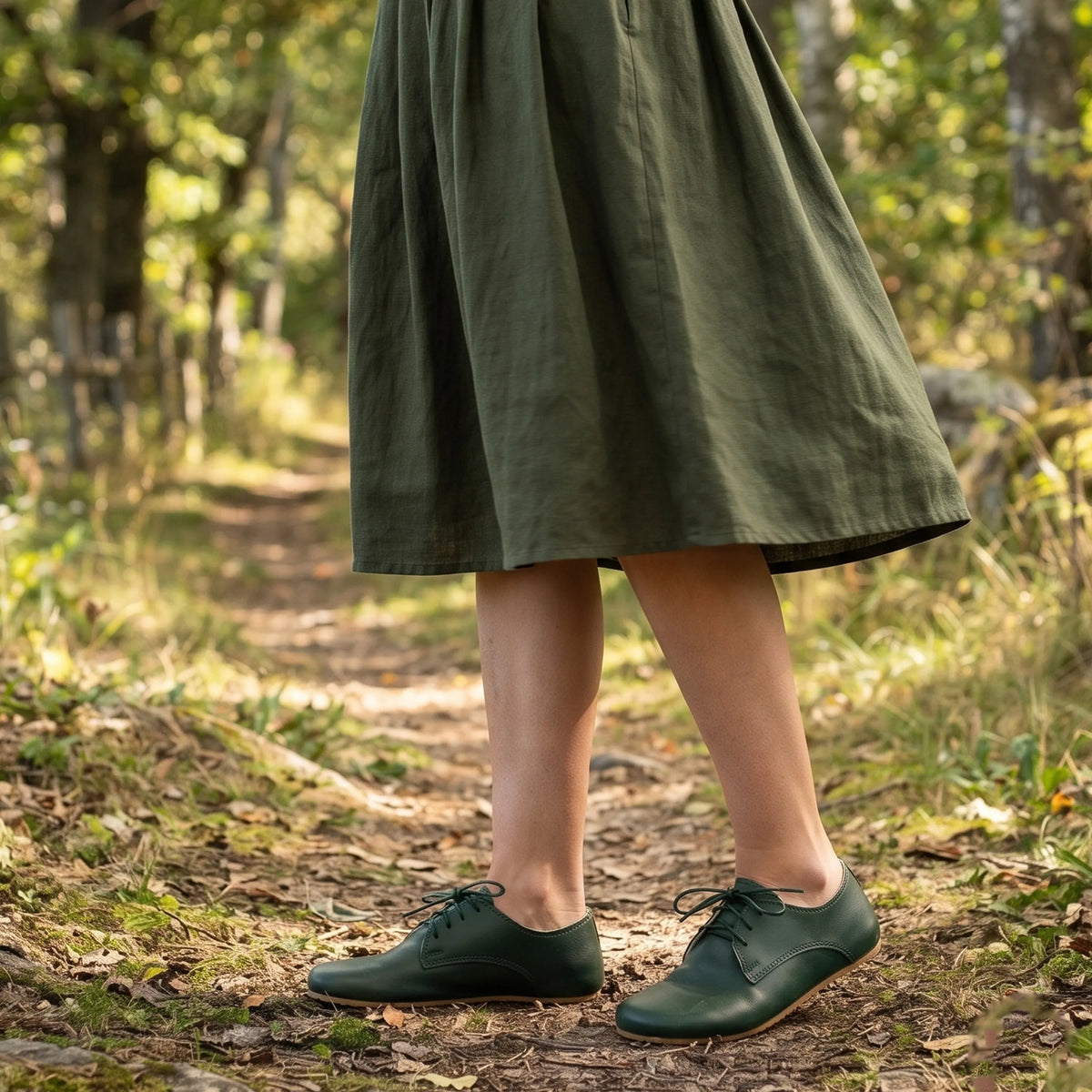 Smooth Barefoot Oxford Shoes – Rubber Sole – Green