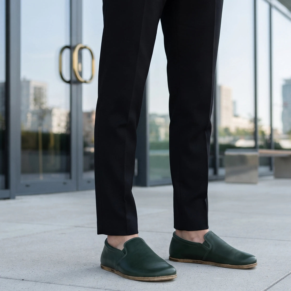 Smooth Barefoot Slip-On Shoes – Classic Sole — Leather Sole – Green