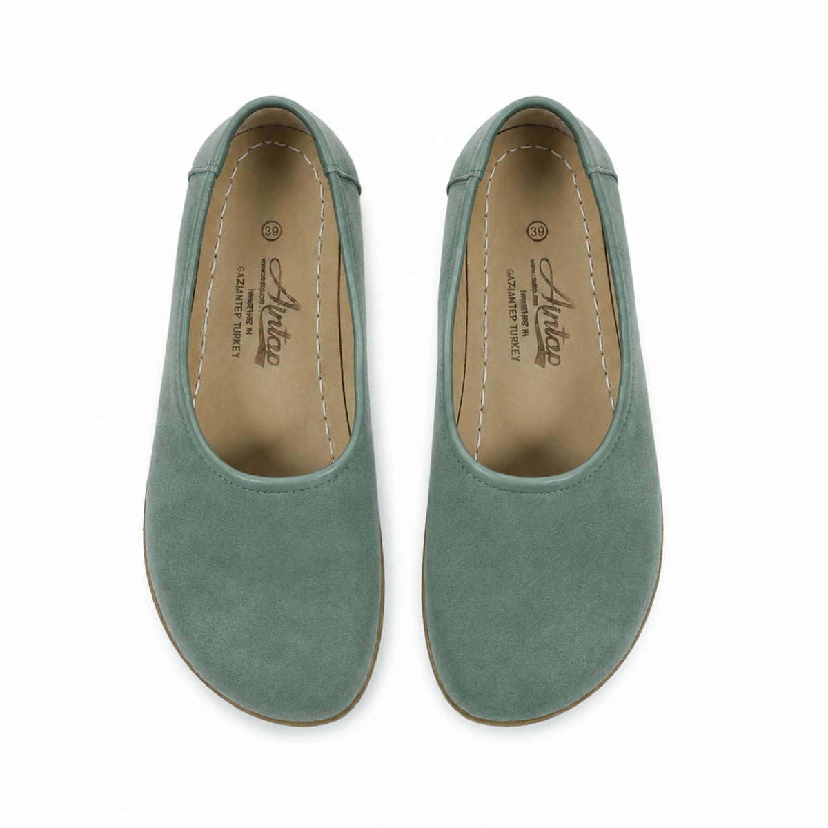 Suede Barefoot Ballet Shoes – Classic Sole — Leather Sole – Sea Blue