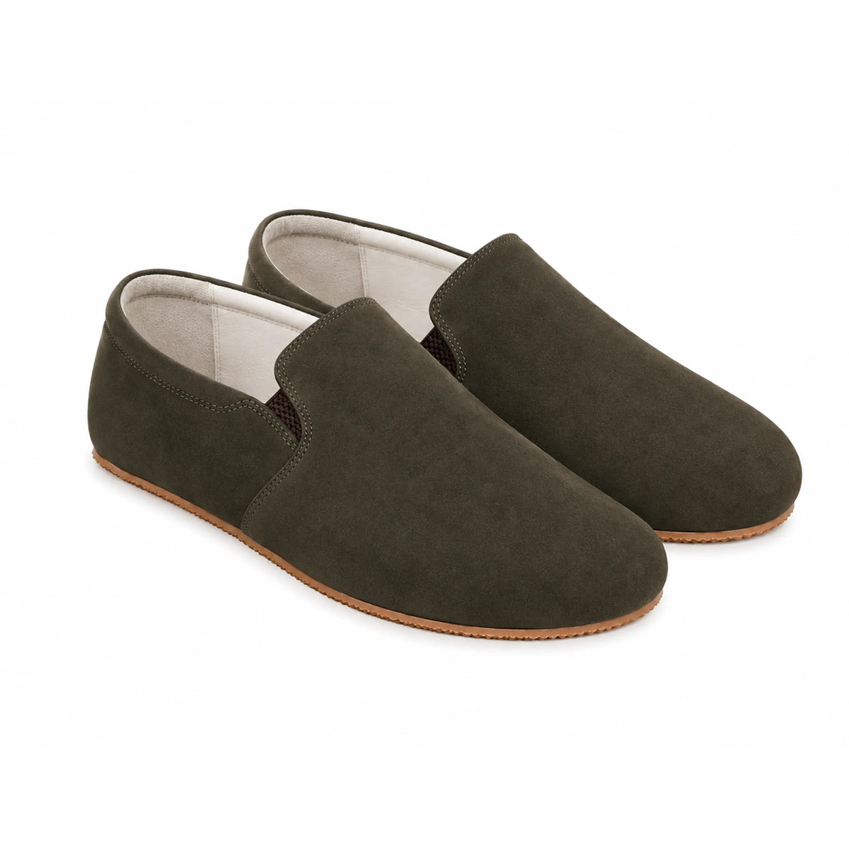 Suede Barefoot Slip-On Shoes – Rubber Sole – Green