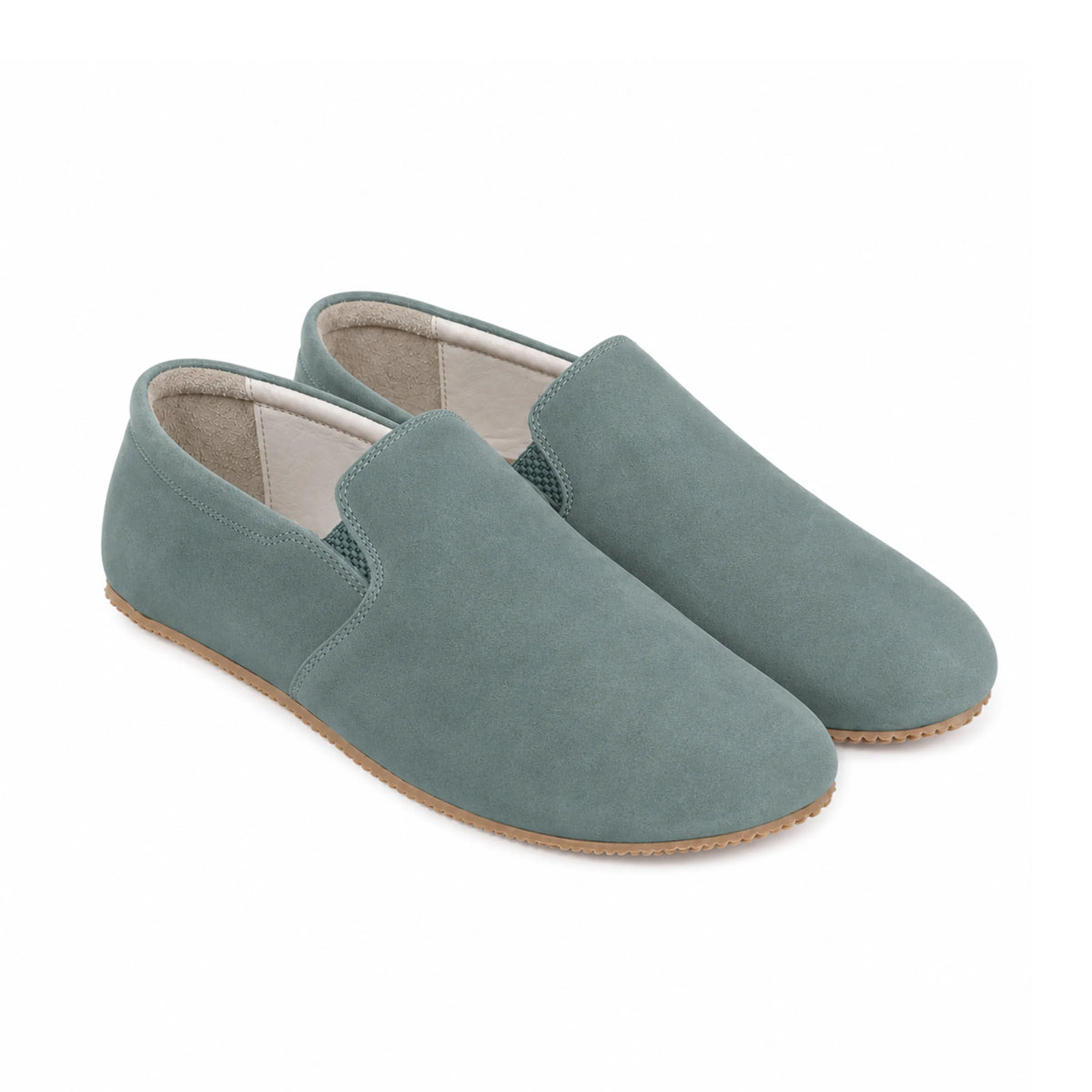 Suede Barefoot Slip-On Shoes – Rubber Sole – Sea Blue