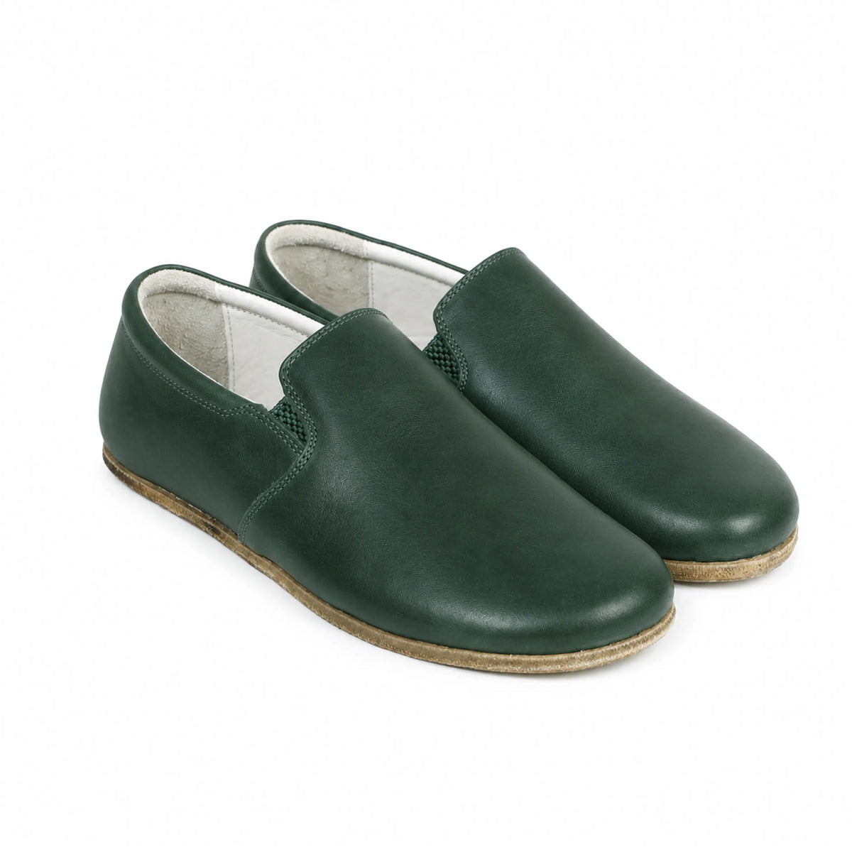 Smooth Barefoot Slip-On Shoes – Classic Sole — Leather Sole – Green