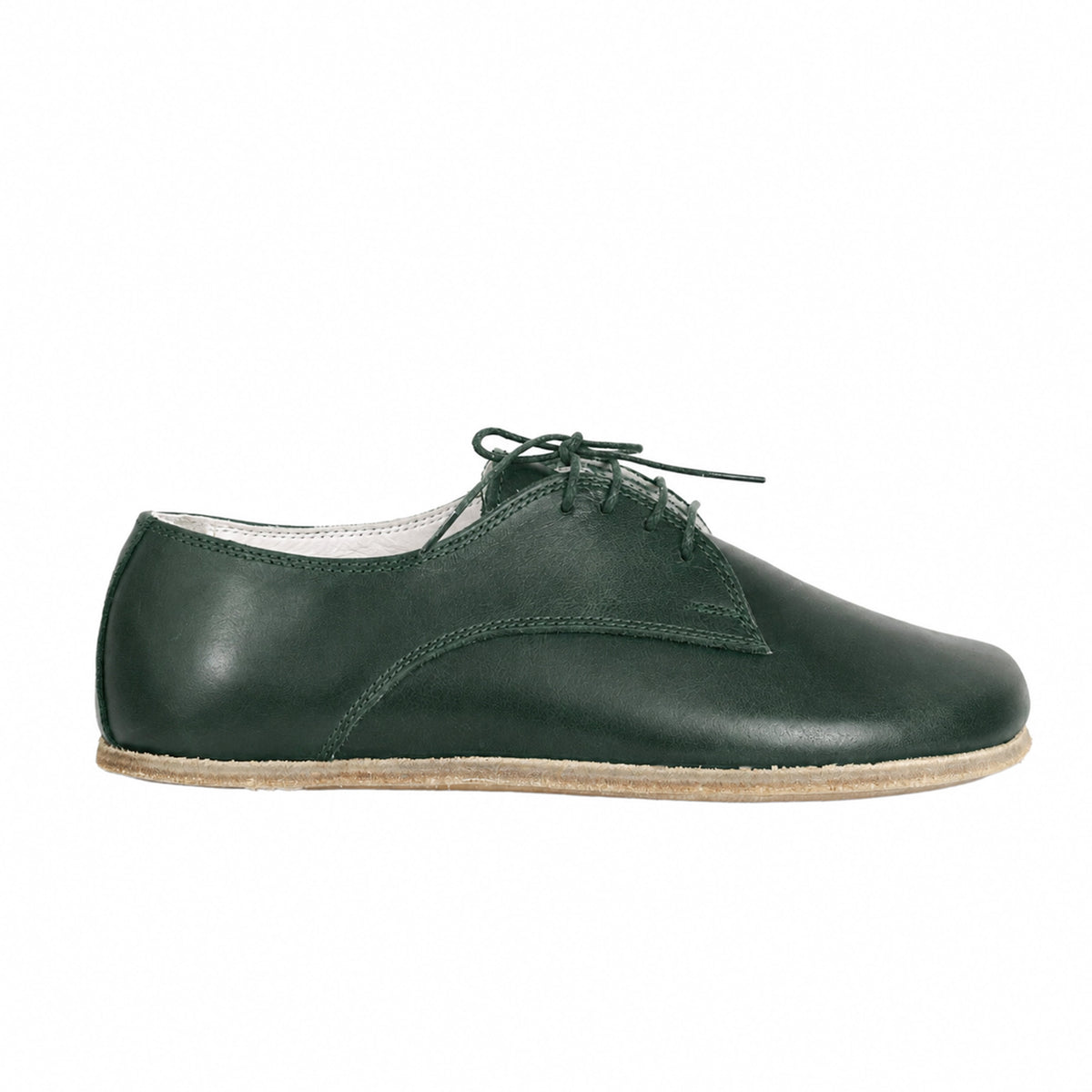 Smooth Barefoot Oxford Shoes – Classic Sole — Leather Sole – Green