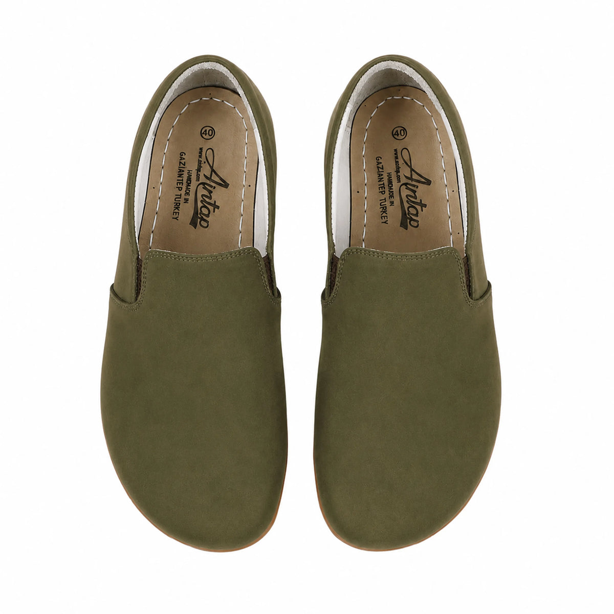 Nubuck Barefoot Slip-On Shoes – Rubber Sole – Green