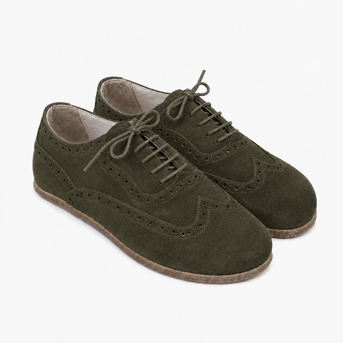 Suede Barefoot Moccasin Shoes – Classic Sole — Leather Sole – Green