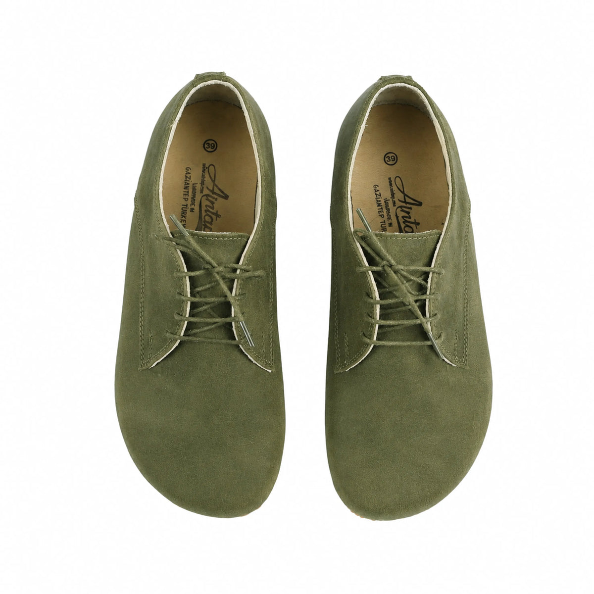 Nubuck Barefoot Oxford Shoes – Rubber Sole – Green