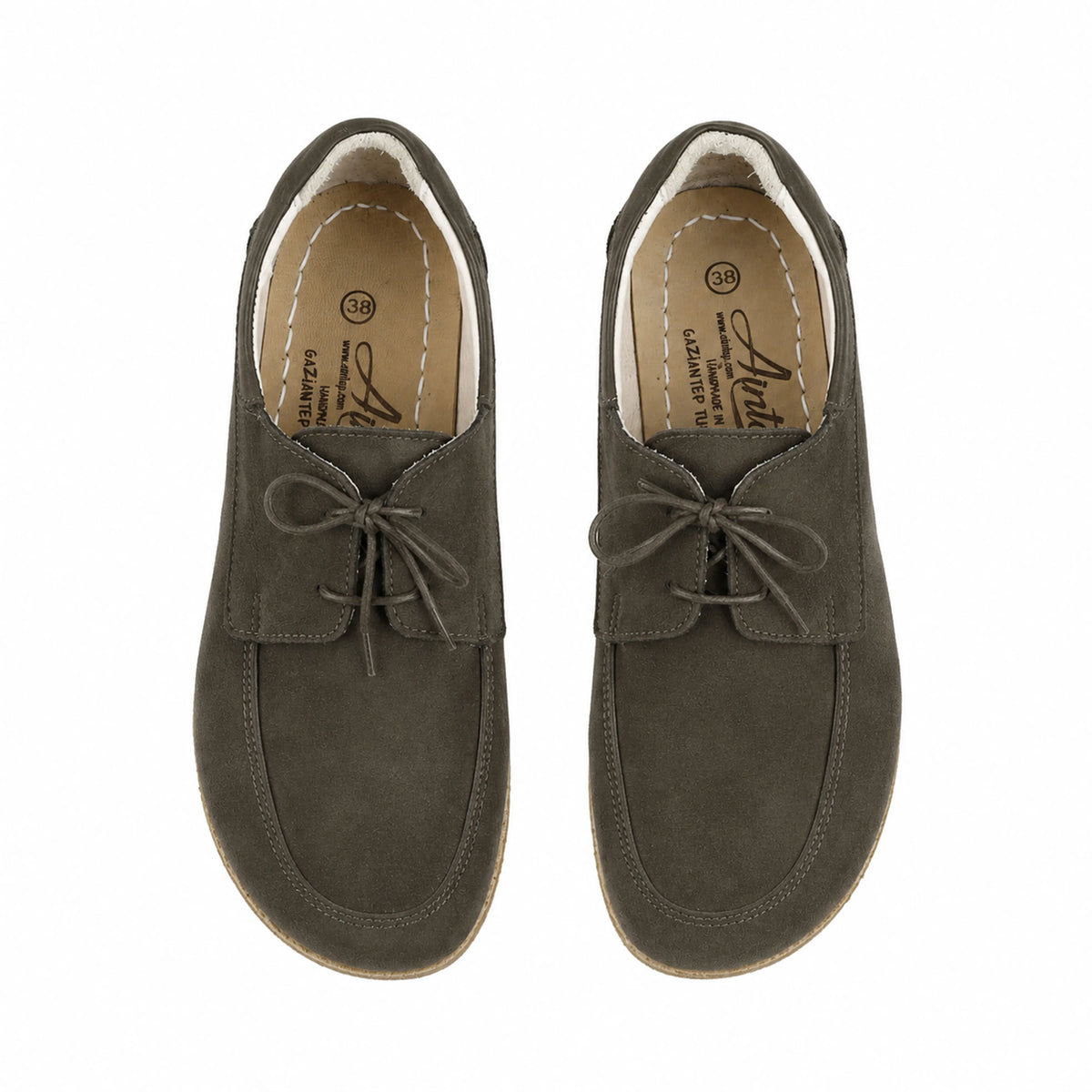 Suede Barefoot Laces Penny Loafer Shoes – Classic Sole — Leather Sole – Green