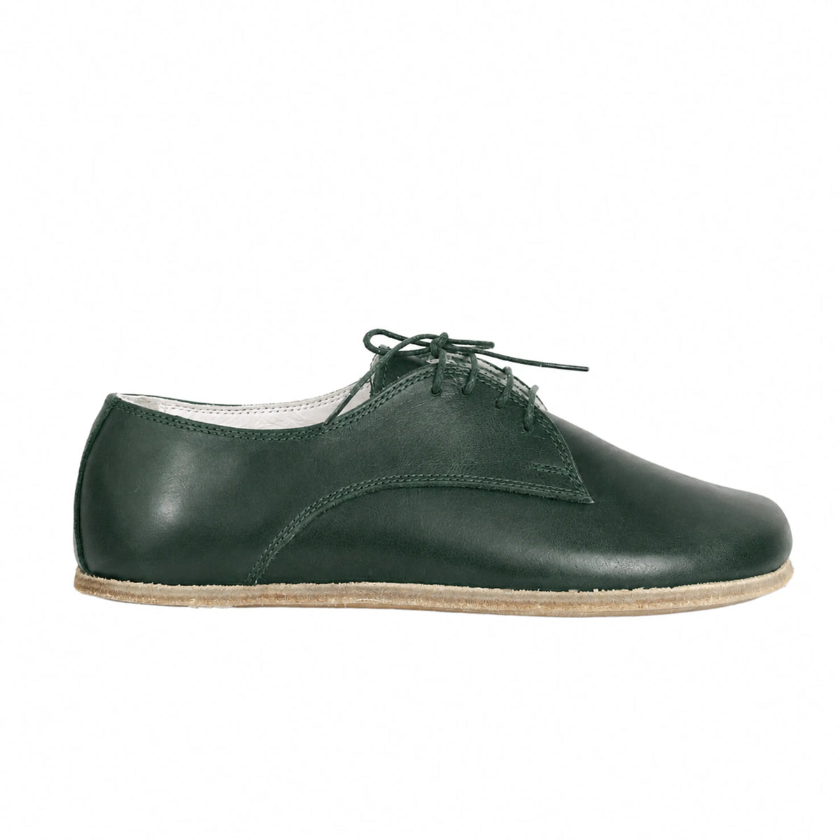 Smooth Barefoot Oxford Shoes – Classic Sole — Leather Sole – Green