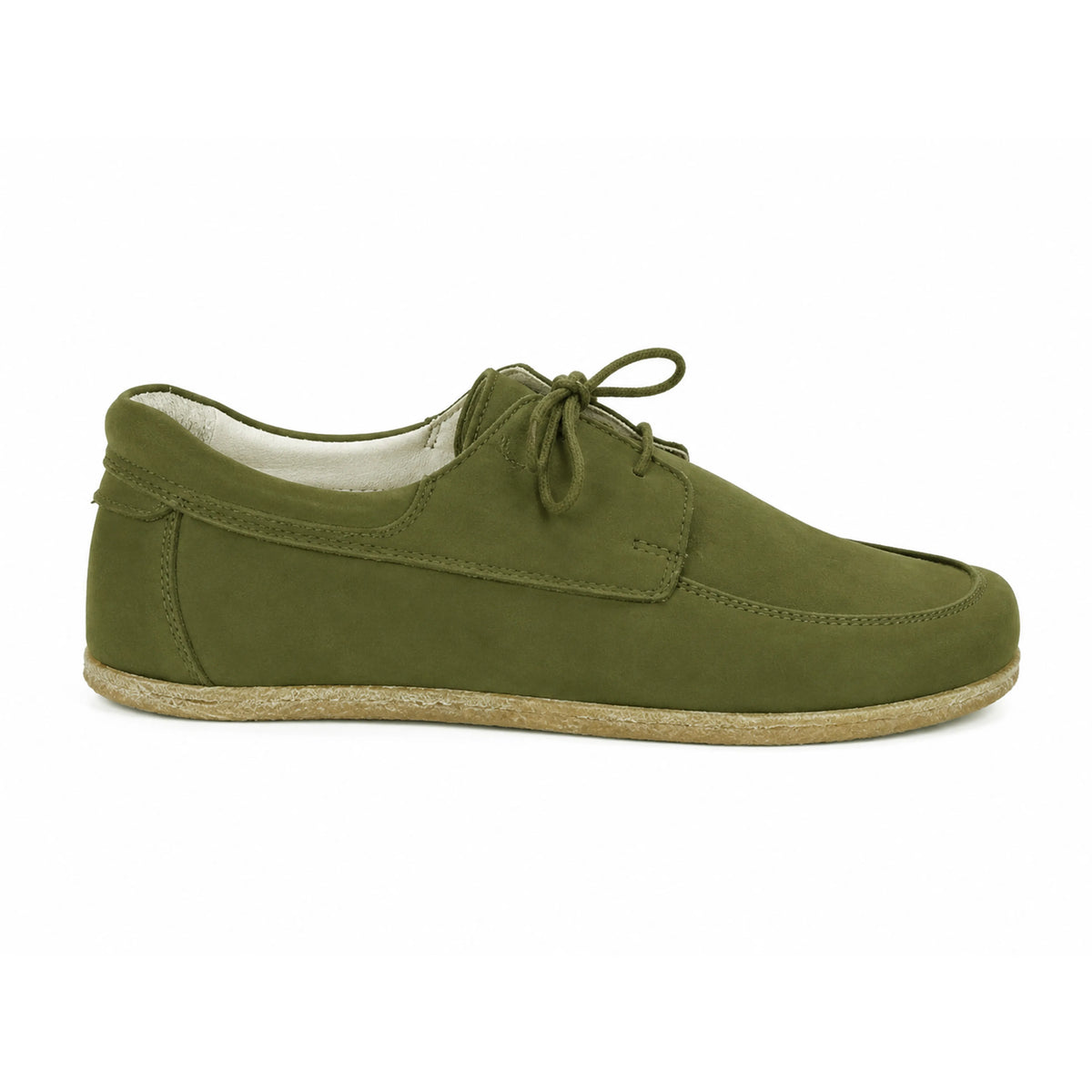 Nubuck Barefoot Laces Penny Loafer Shoes – Classic Sole — Leather Sole – Green