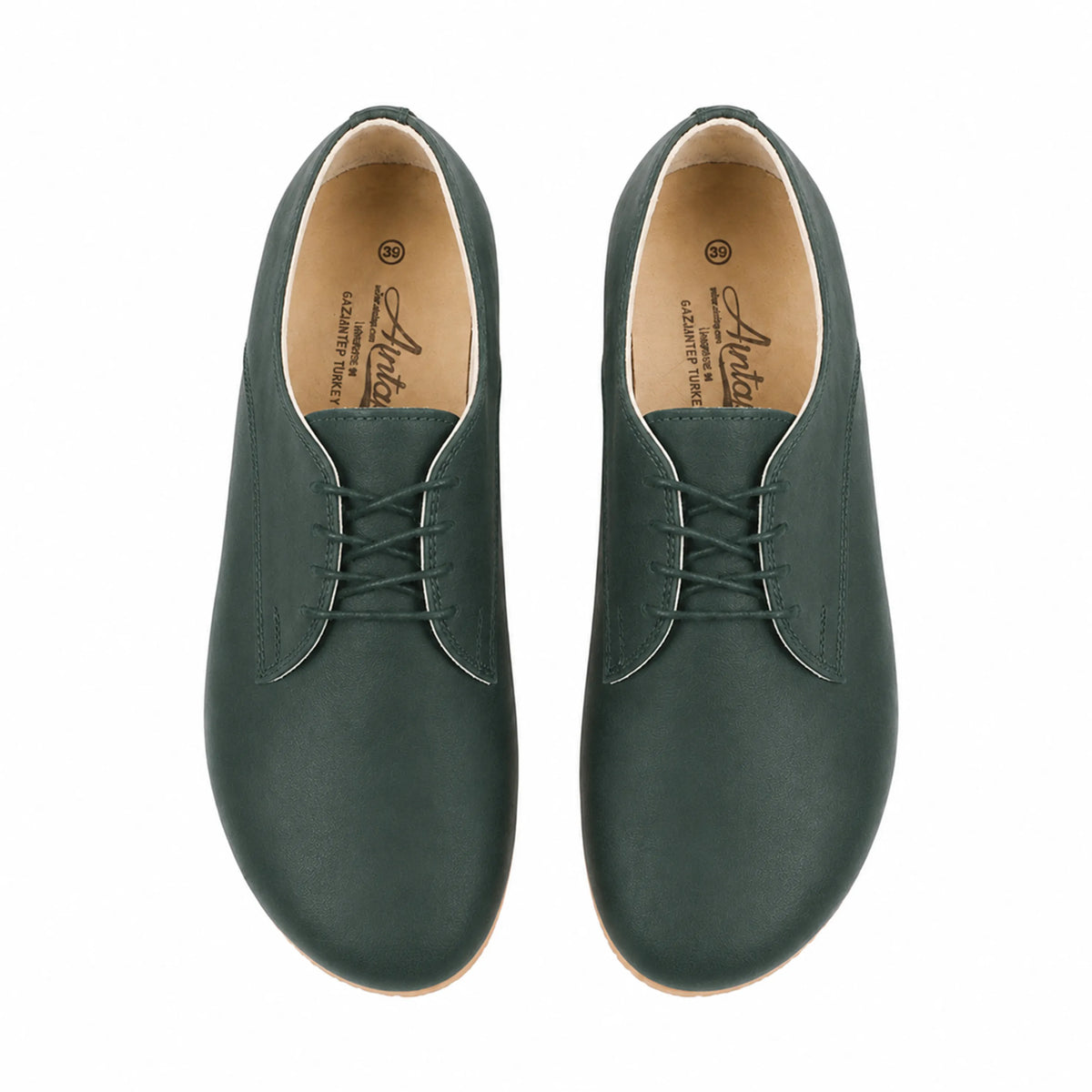 Smooth Barefoot Oxford Shoes — Leather Sole – Green