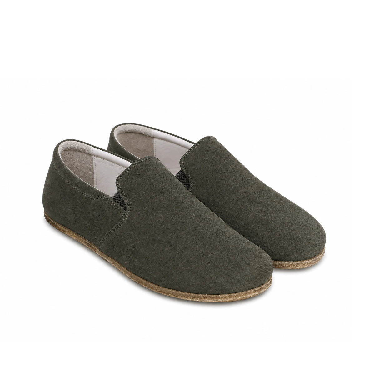 Suede Barefoot Slip-On Shoes – Classic Sole — Leather Sole – Green