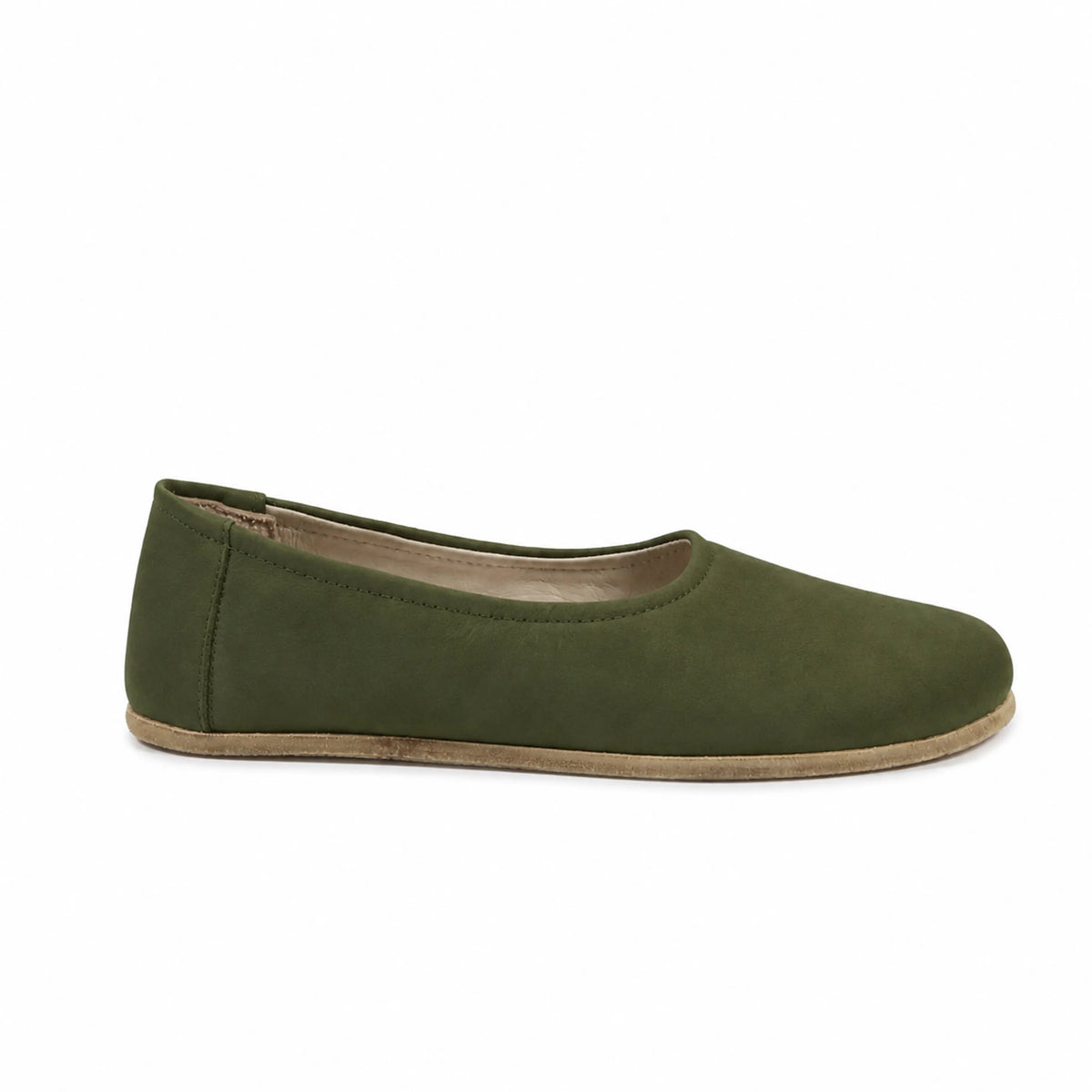 Nubuck Barefoot Ballet Shoes – Classic Sole — Leather Sole – Green
