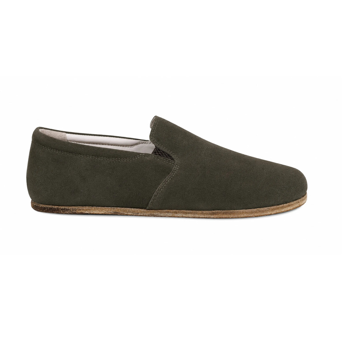 Suede Barefoot Slip-On Shoes – Classic Sole — Leather Sole – Green