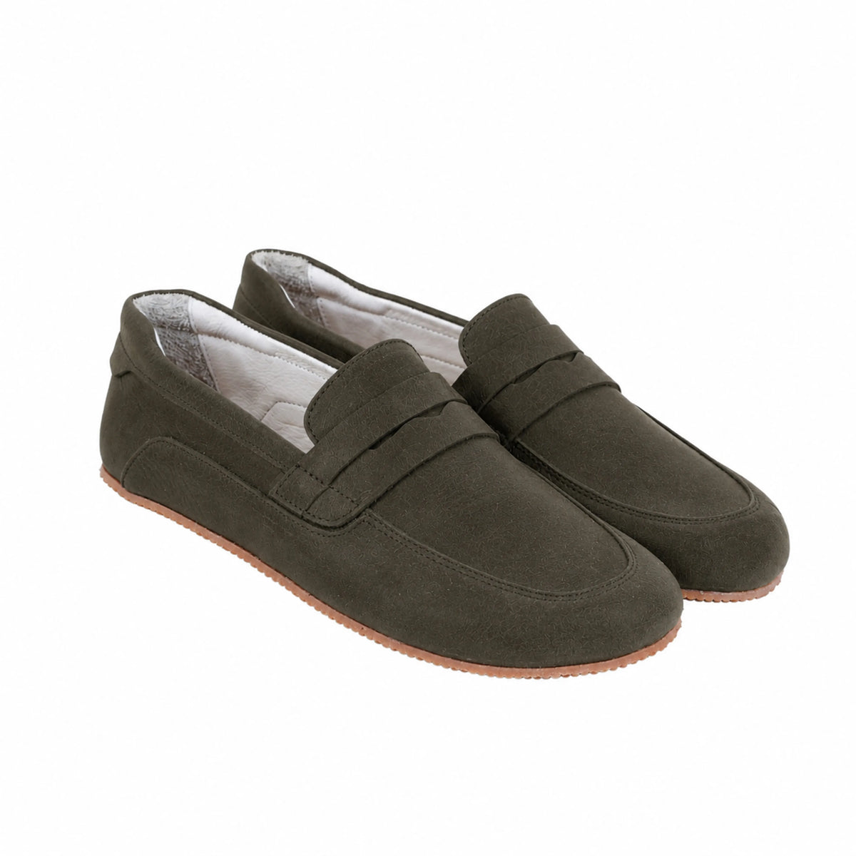 Suede Barefoot Penny Loafer Shoes – Rubber Sole – Green