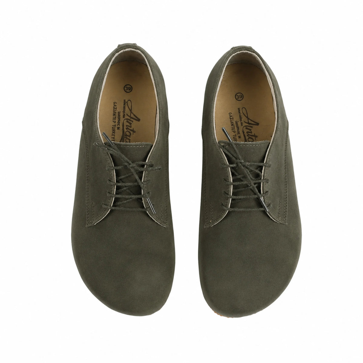 Suede Barefoot Oxford Shoes – Rubber Sole – Green