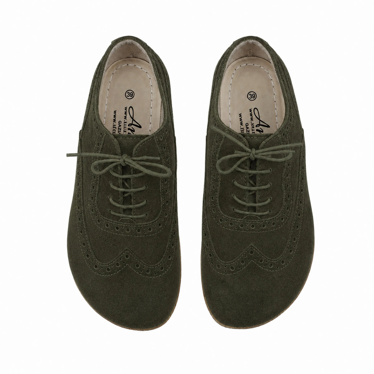 Suede Barefoot Moccasin Shoes – Classic Sole — Leather Sole – Green