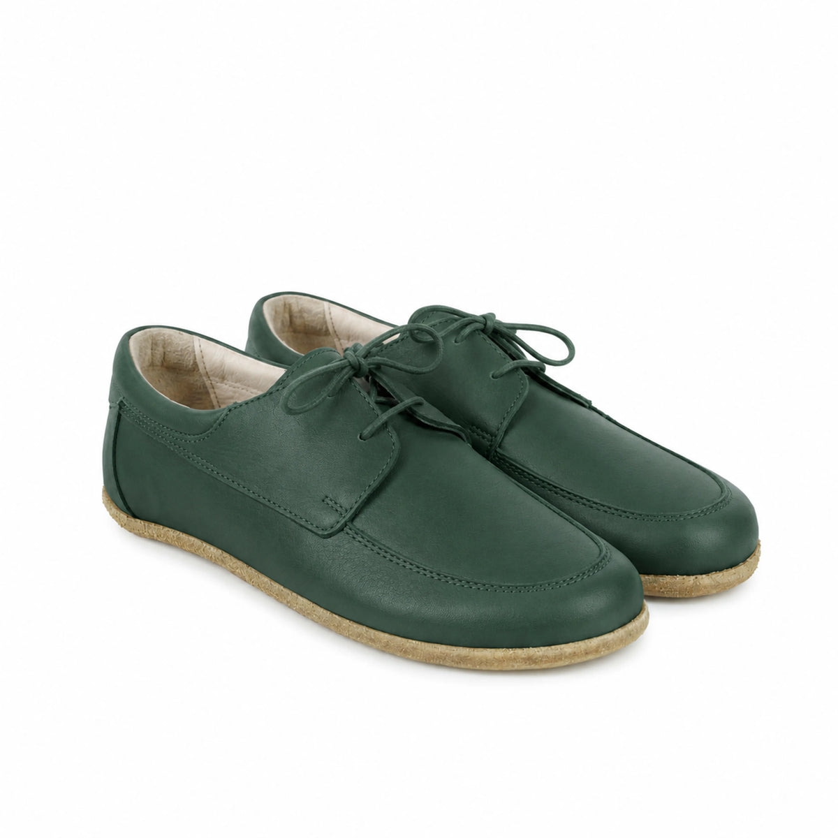 Smooth Barefoot Laces Penny Loafer Shoes – Classic Sole — Leather Sole – Green