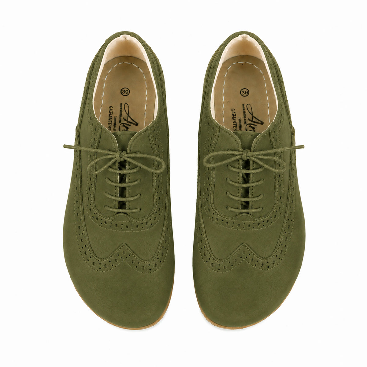 Nubuck Barefoot Moccasin Shoes – Classic Sole — Leather Sole – Green