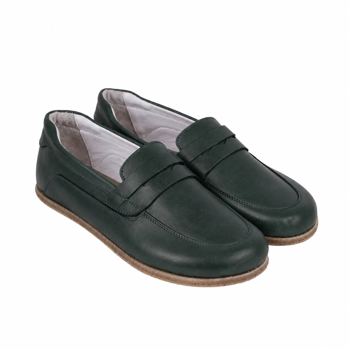 Smooth Barefoot Penny Loafer Shoes – Classic Sole — Leather Sole – Green