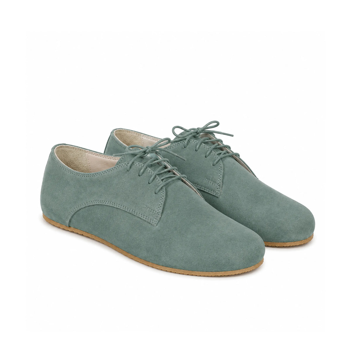 Suede Barefoot Oxford Shoes – Rubber Sole – Sea Blue