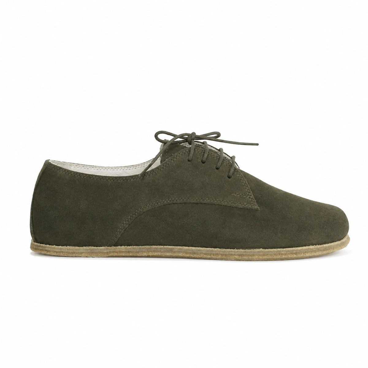 Suede Barefoot Oxford Shoes – Classic Sole — Leather Sole – Green