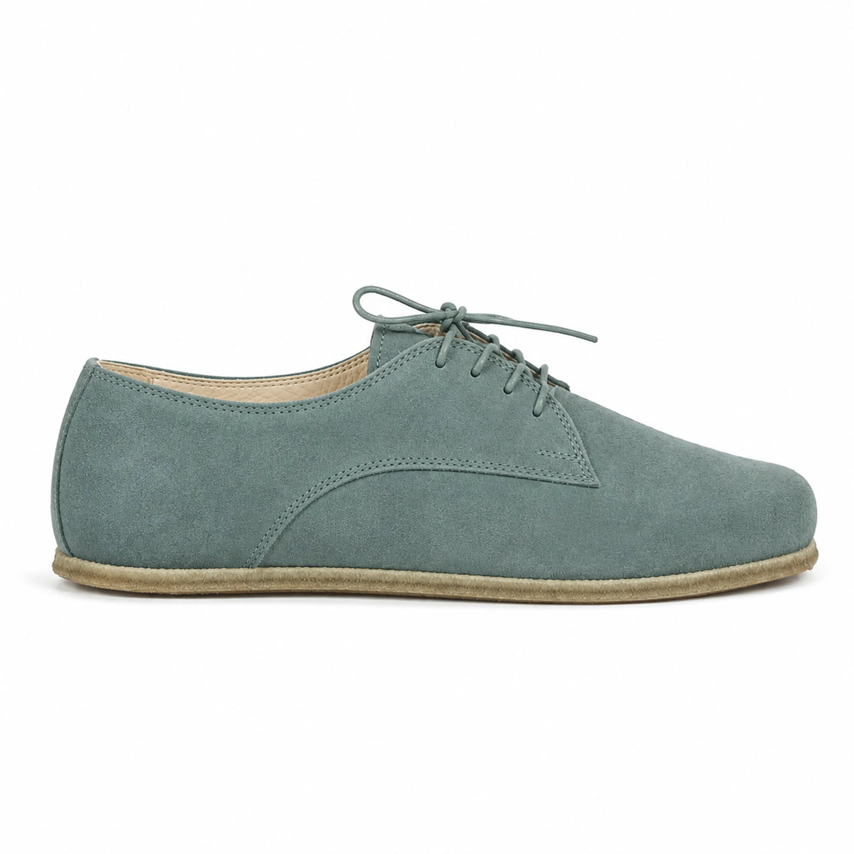 Suede Barefoot Oxford Shoes – Classic Sole — Leather Sole – Sea Blue