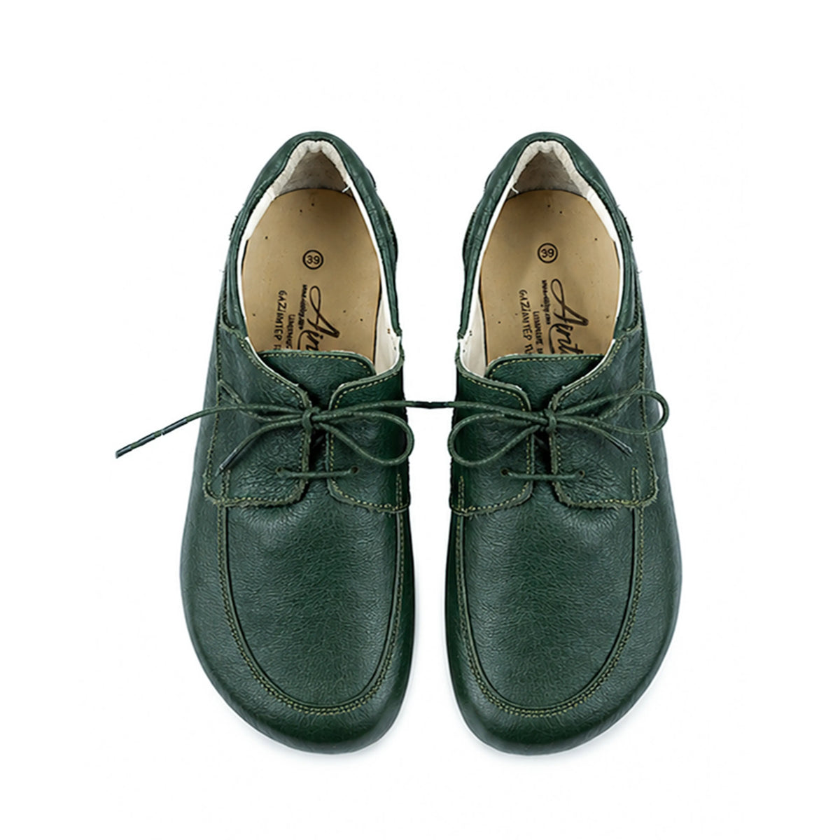Smooth Barefoot Laces Penny Loafer Shoes – Rubber Sole – Green