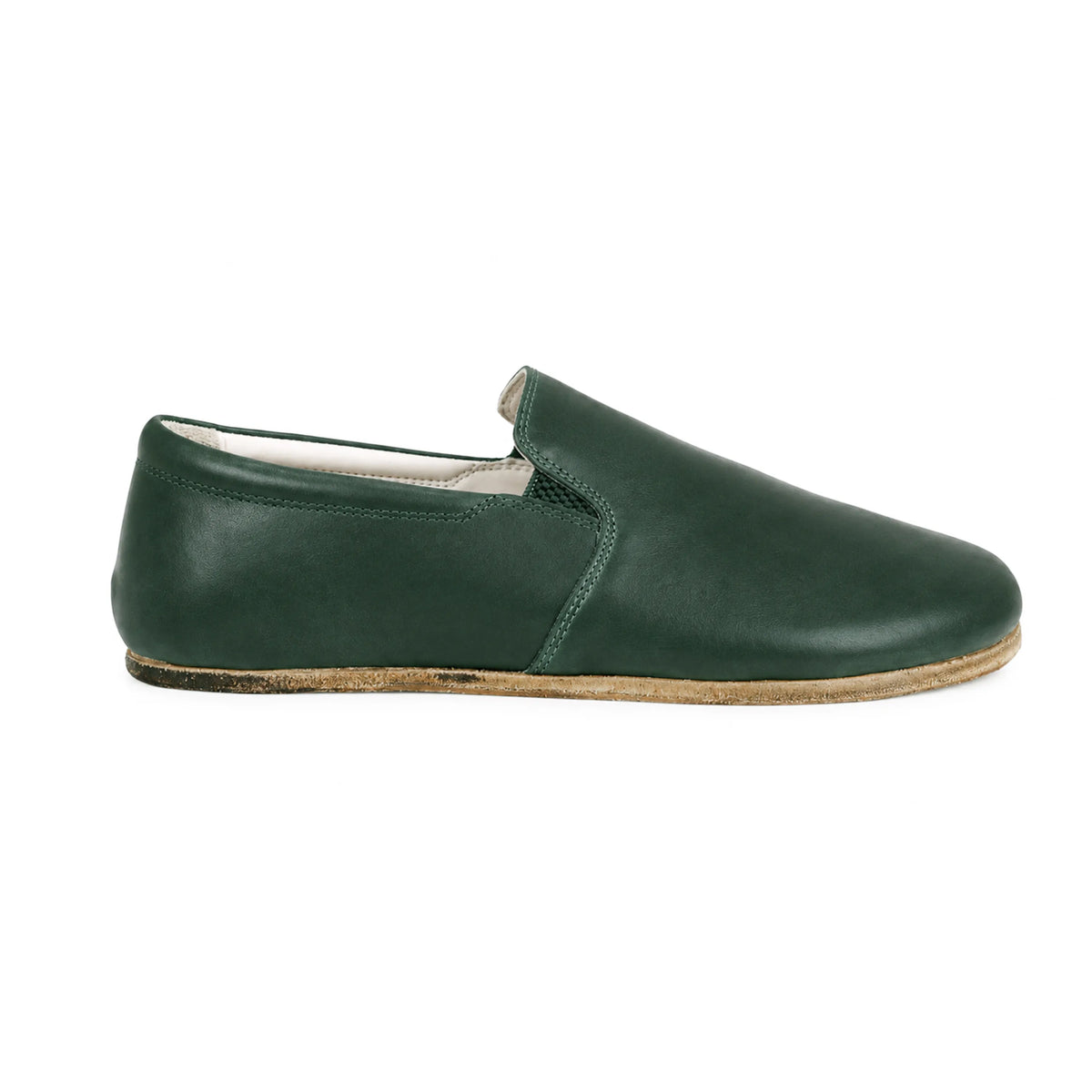 Smooth Barefoot Slip-On Shoes – Classic Sole — Leather Sole – Green