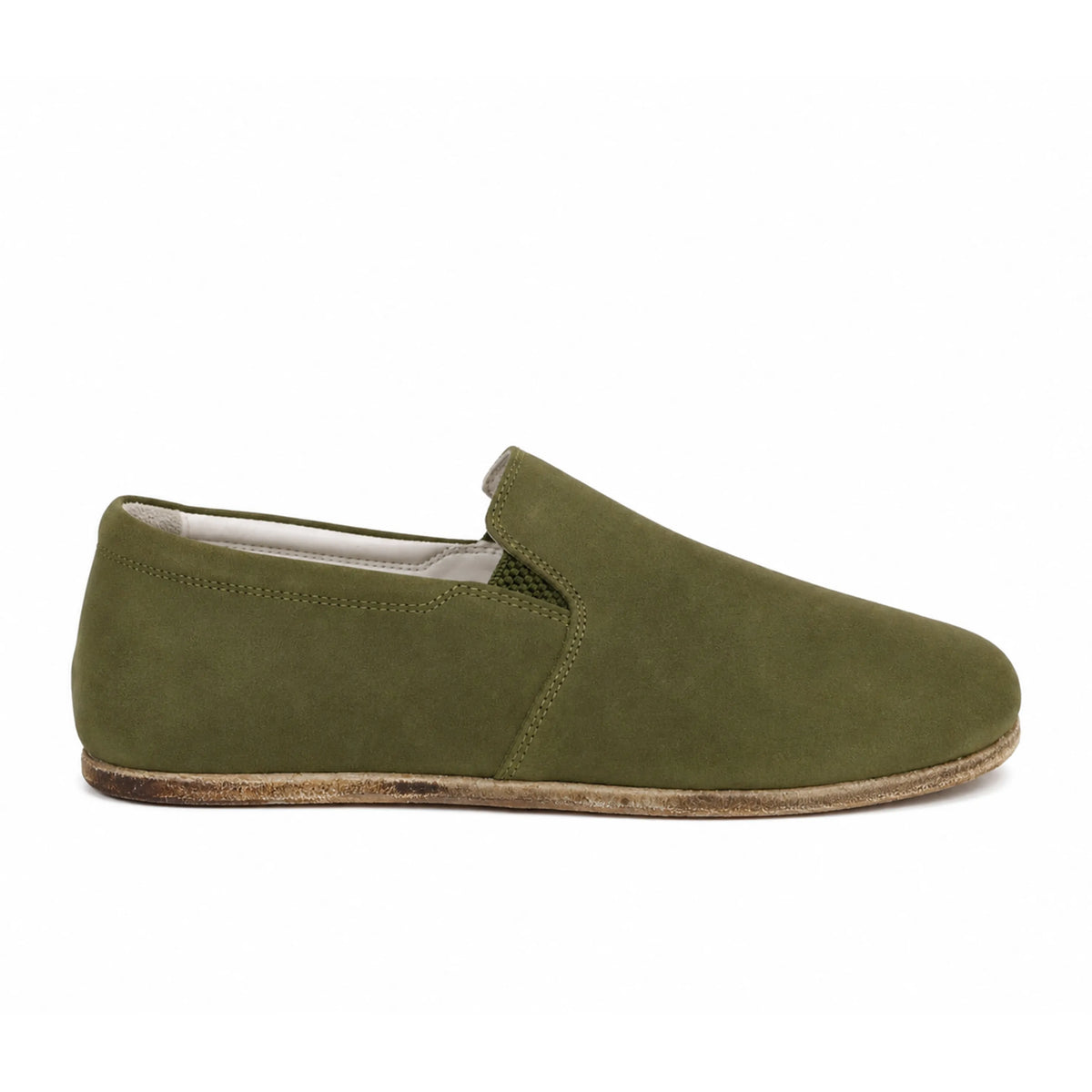 Nubuck Barefoot Slip-On Shoes – Classic Sole — Leather Sole – Green