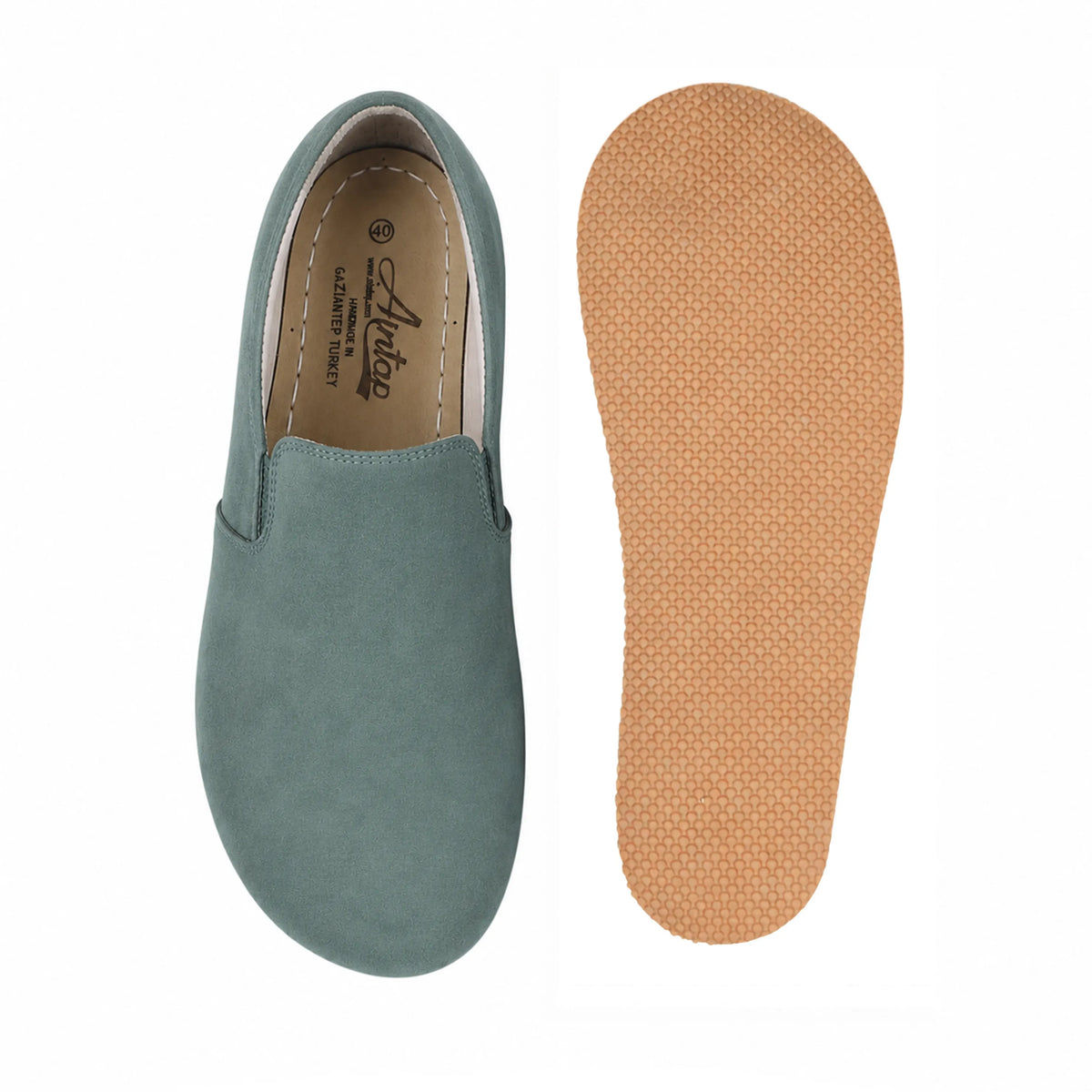Suede Barefoot Slip-On Shoes – Rubber Sole – Sea Blue