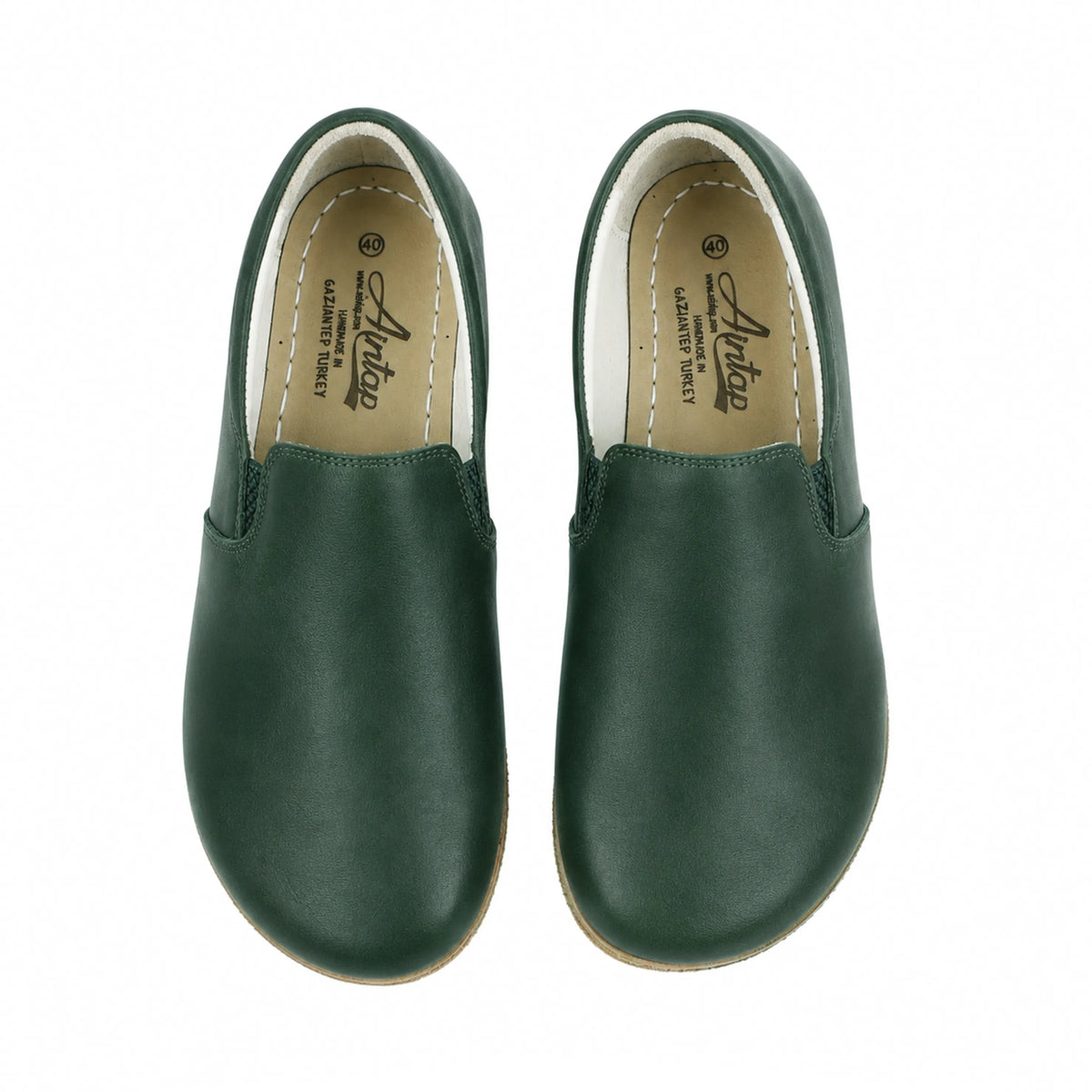 Smooth Barefoot Slip-On Shoes – Classic Sole — Leather Sole – Green