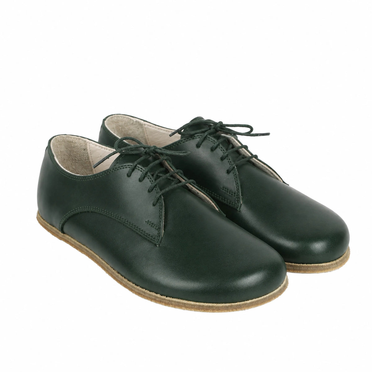 Smooth Barefoot Oxford Shoes – Classic Sole — Leather Sole – Green