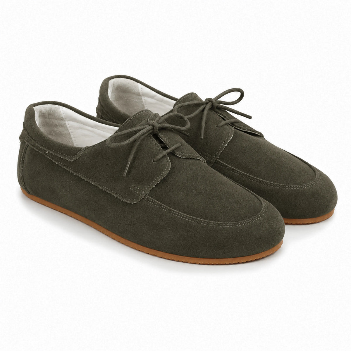 Suede Barefoot Laces Penny Loafer Shoes – Rubber Sole – Green