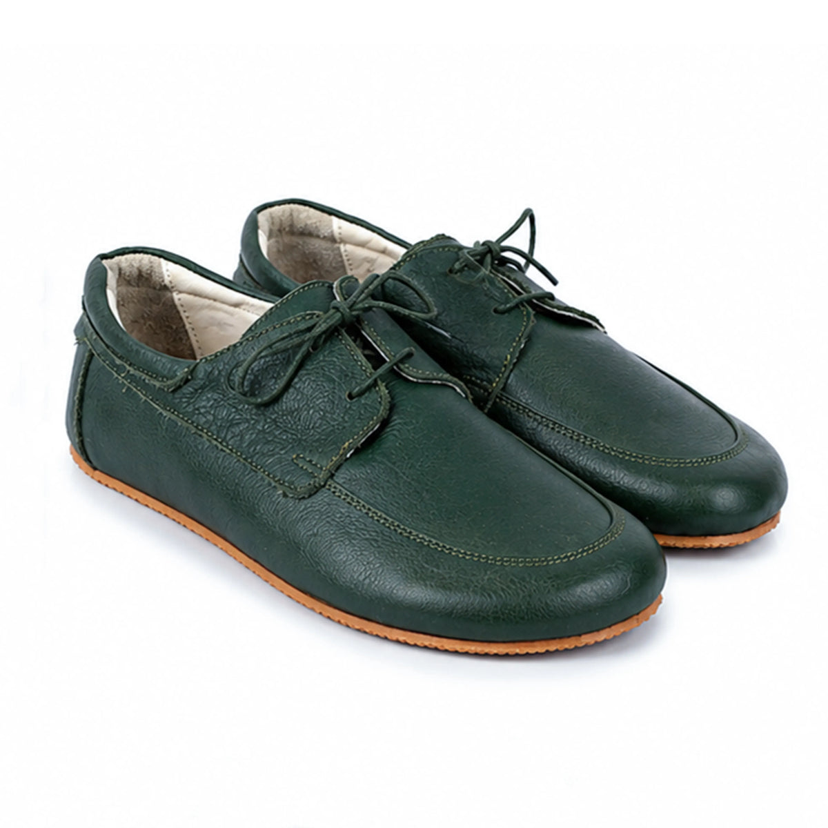 Smooth Barefoot Laces Penny Loafer Shoes – Rubber Sole – Green