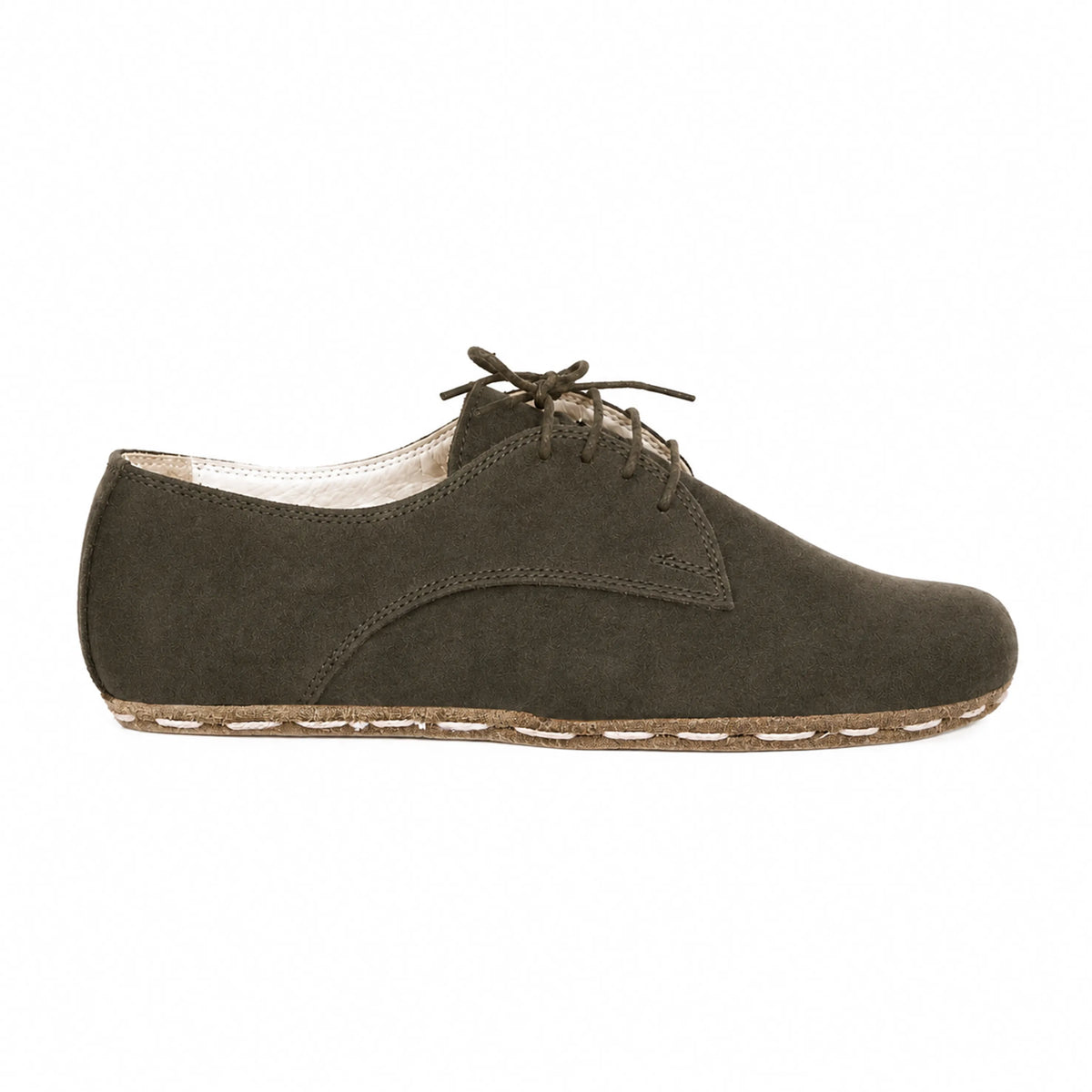 Suede Barefoot Oxford Shoes — Leather Sole – Green