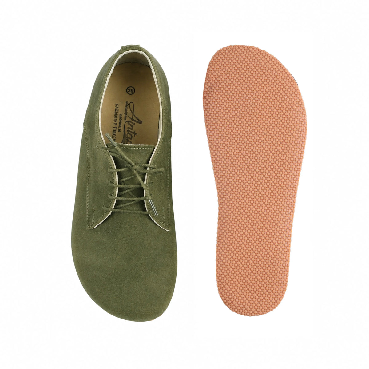 Nubuck Barefoot Oxford Shoes – Rubber Sole – Green