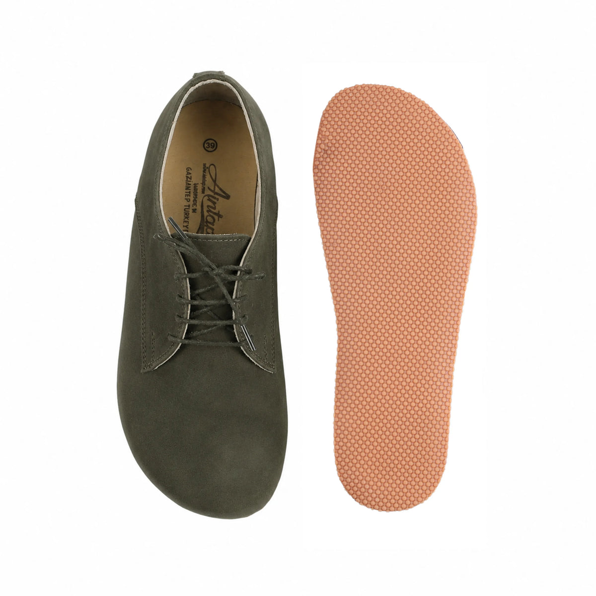 Suede Barefoot Oxford Shoes – Rubber Sole – Green