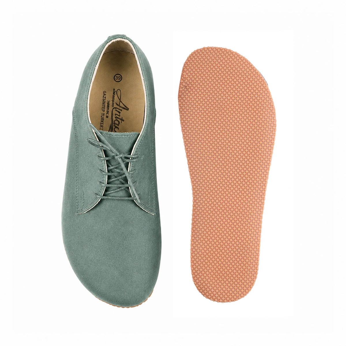 Suede Barefoot Oxford Shoes – Rubber Sole – Sea Blue