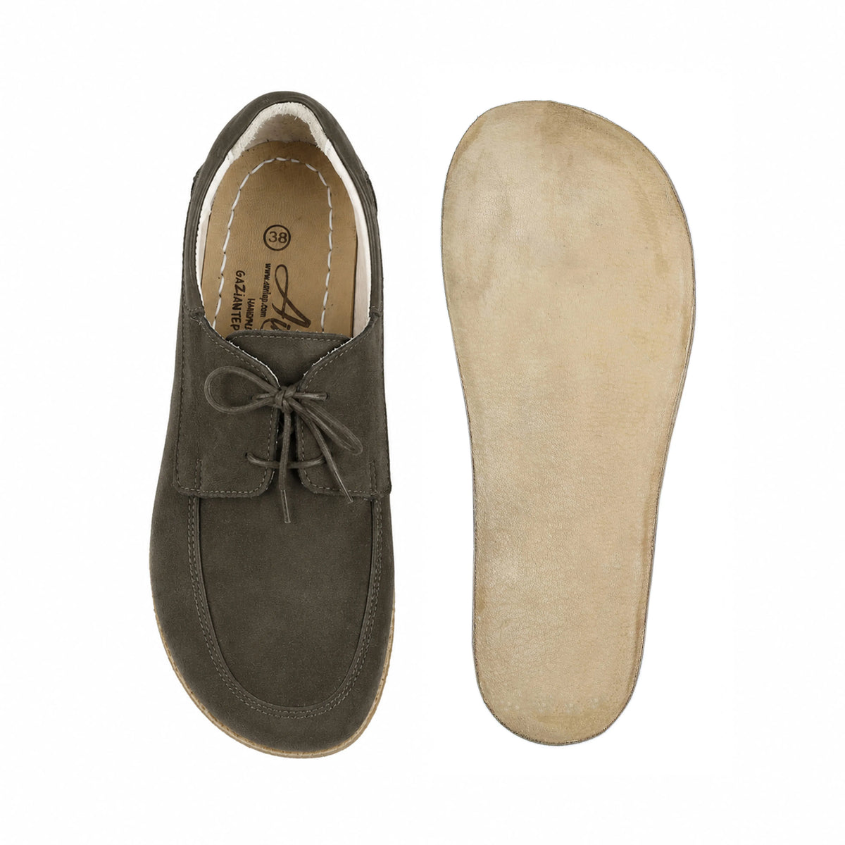 Suede Barefoot Laces Penny Loafer Shoes – Classic Sole — Leather Sole – Green