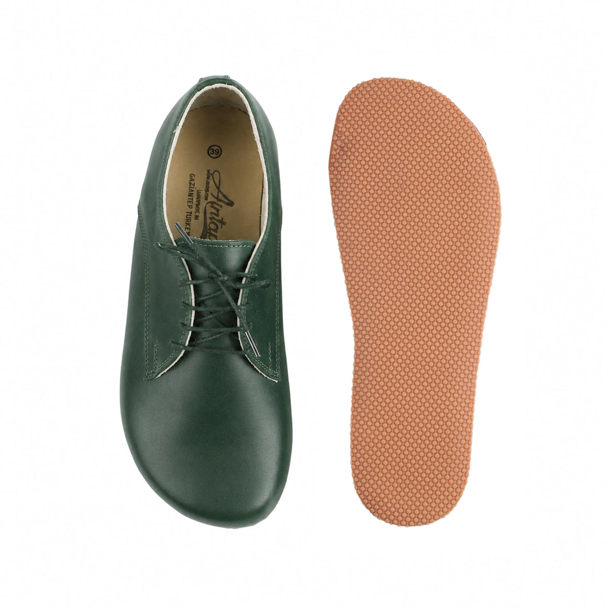 Smooth Barefoot Oxford Shoes – Rubber Sole – Green