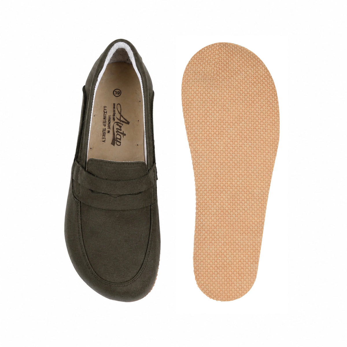 Suede Barefoot Penny Loafer Shoes – Rubber Sole – Green