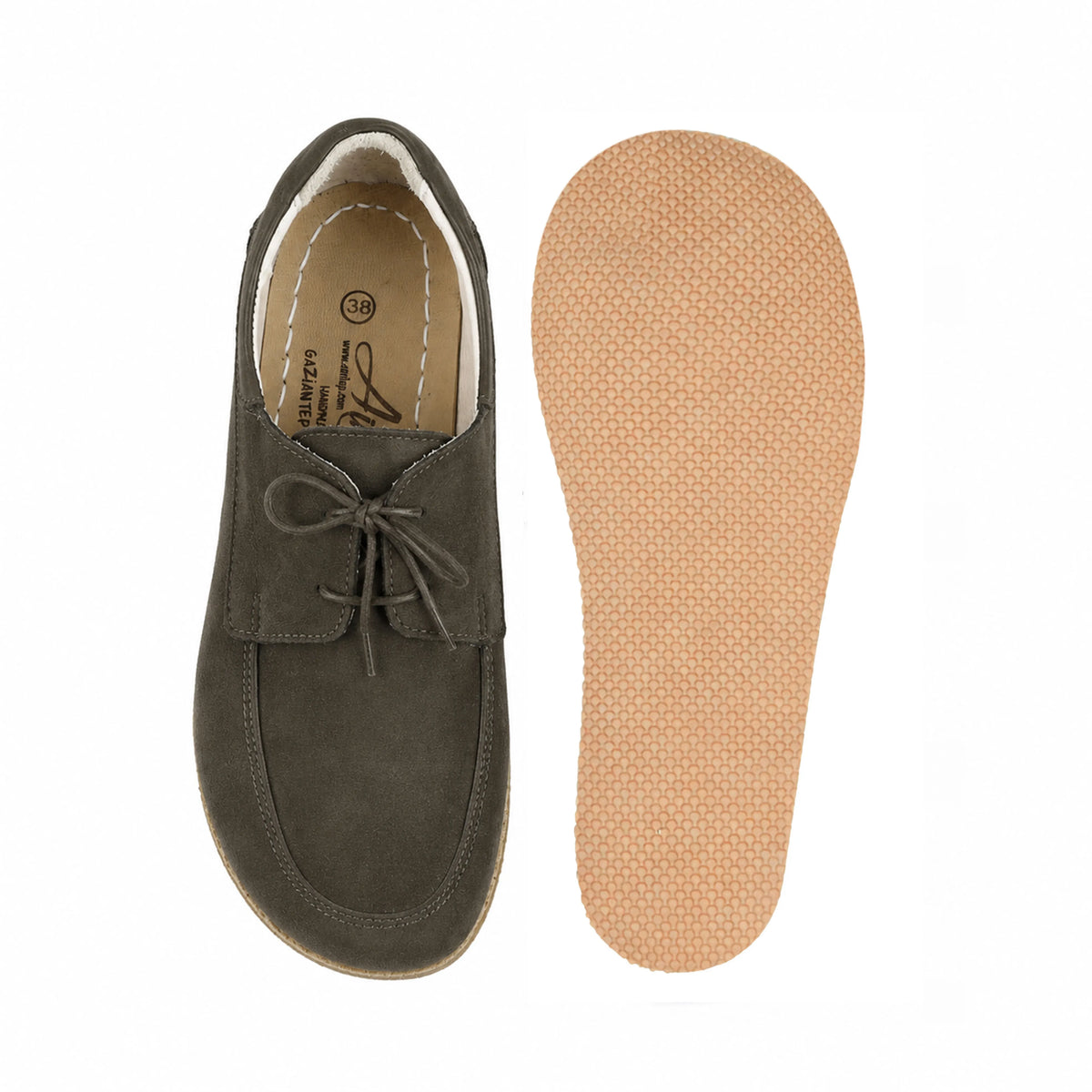 Suede Barefoot Laces Penny Loafer Shoes – Rubber Sole – Green