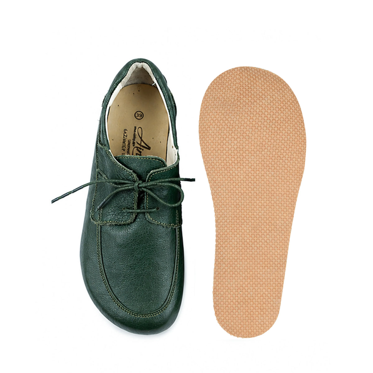 Smooth Barefoot Laces Penny Loafer Shoes – Rubber Sole – Green