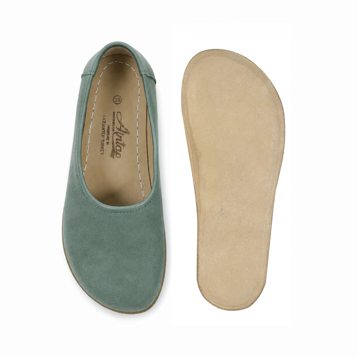 Suede Barefoot Ballet Shoes – Classic Sole — Leather Sole – Sea Blue
