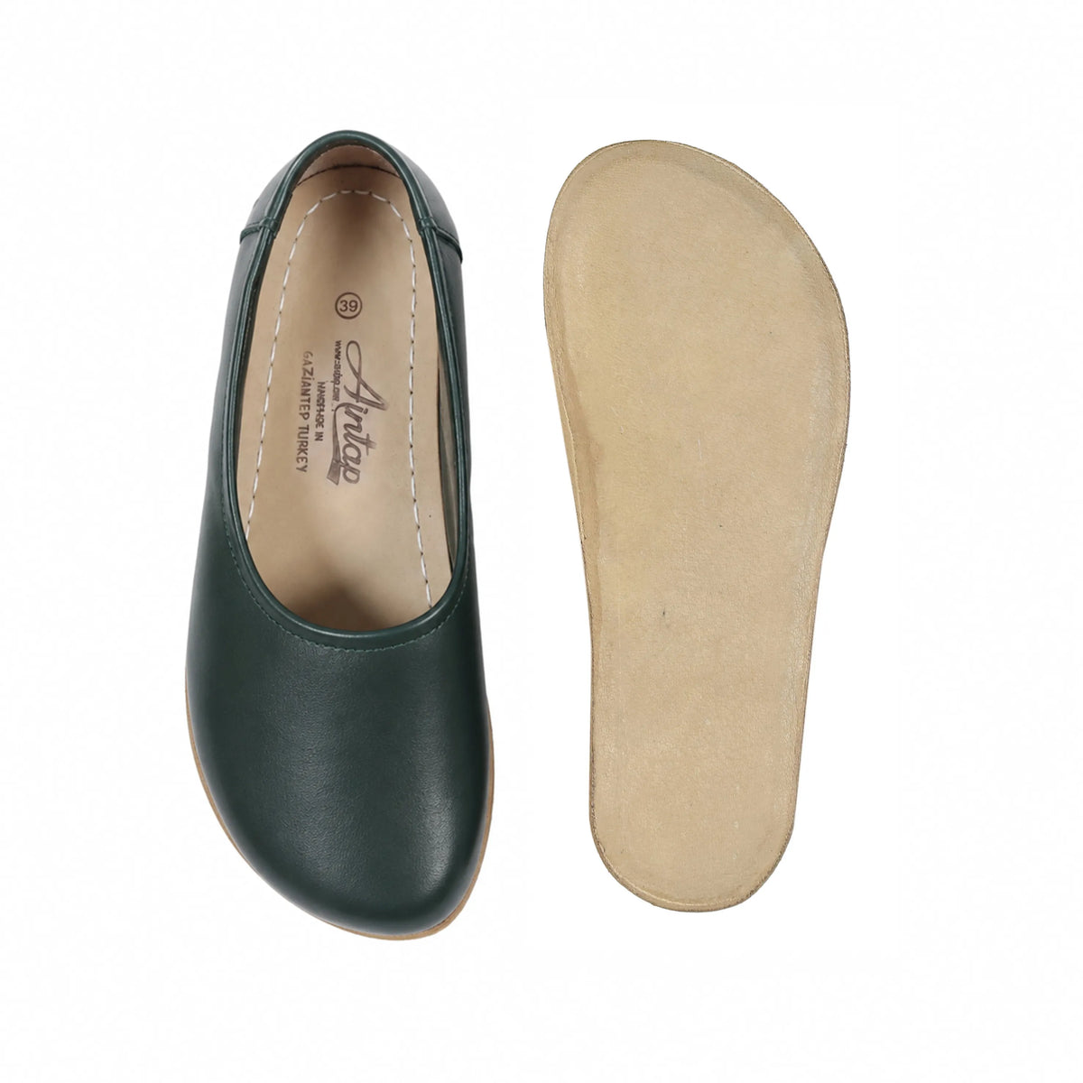 Smooth Barefoot Ballet Shoes – Classic Sole — Leather Sole – Green