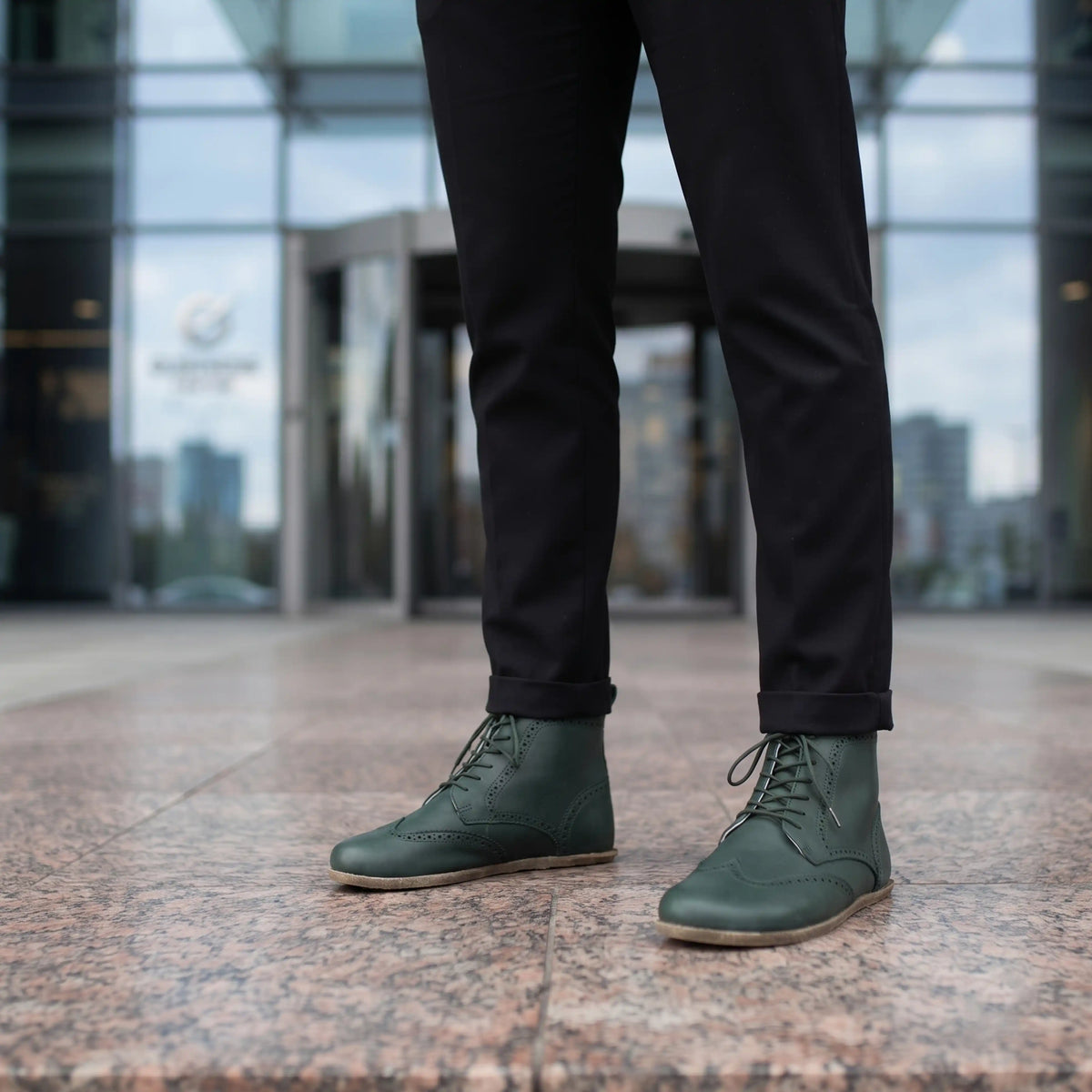 Smooth Barefoot Moccasin Boots Shoes – Classic Sole — Leather Sole – Green