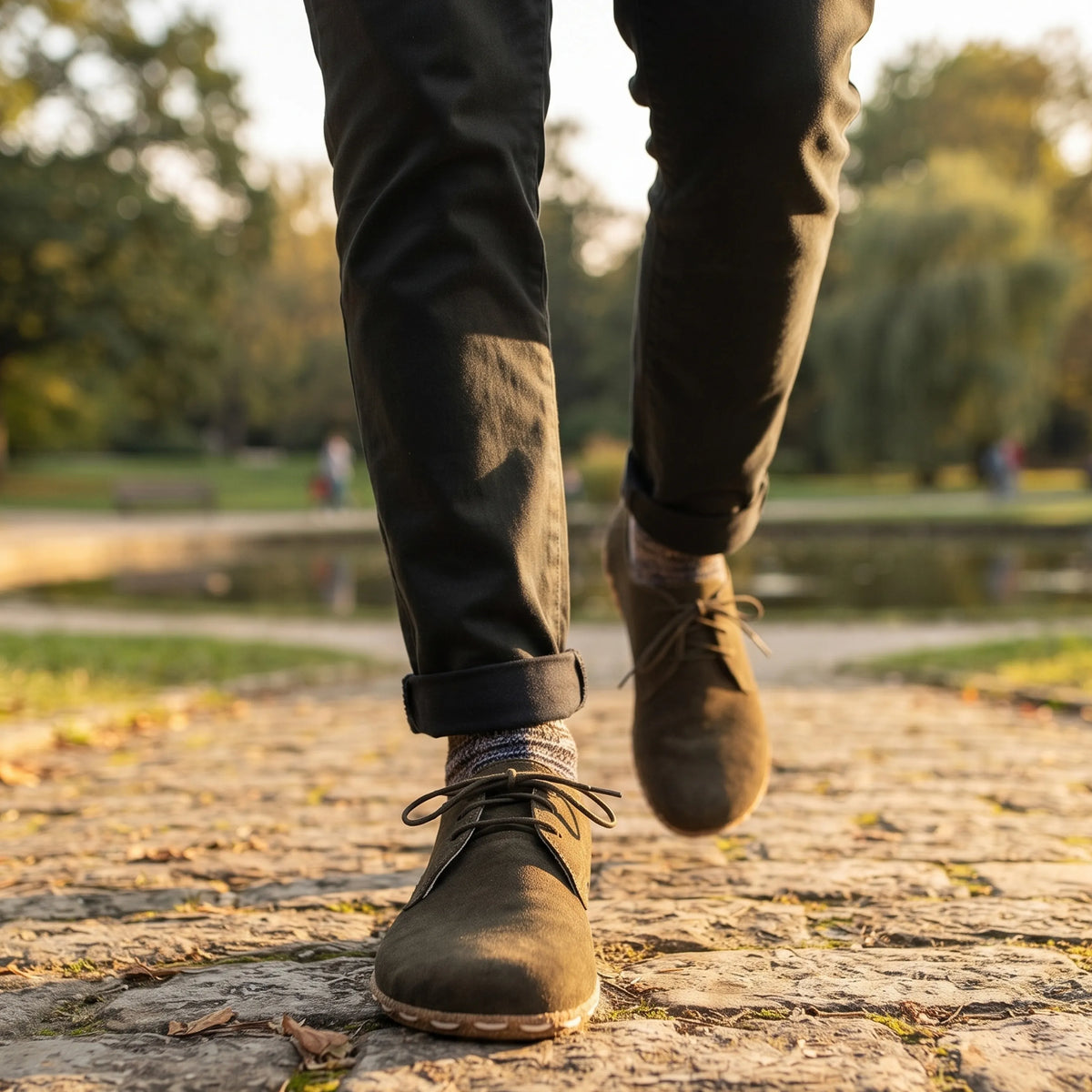Suede Barefoot Oxford Shoes — Leather Sole – Green