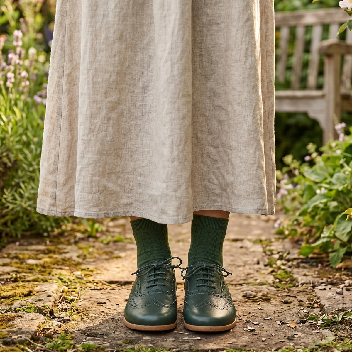 Smooth Barefoot Moccasin Shoes – Classic Sole — Leather Sole – Green